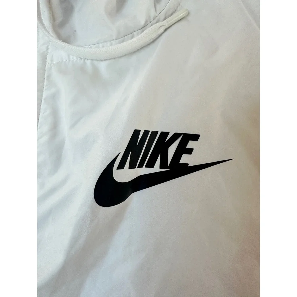 Nike Windbreaker Jacket Womens Small White AJ2982-101 Hooded Mesh Lined Sporty